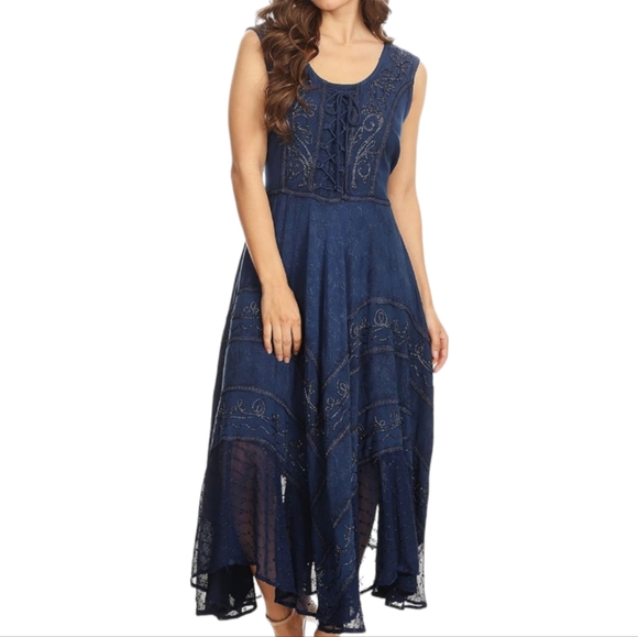 Sakkas Dresses & Skirts - Sakkas Embroidered Dress, Size L/XL, Navy Blue